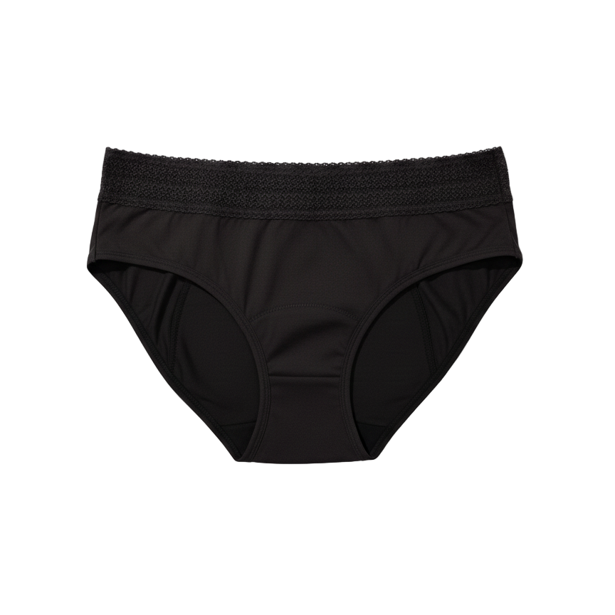 Black underwear on a white background